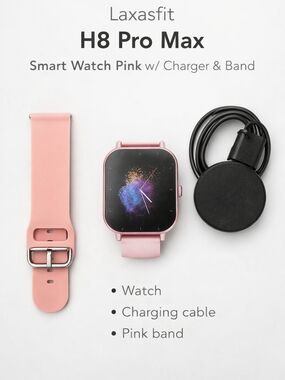 Laxasfit H8 Pro Max Smart Watch Pink w/ Charger & Band
